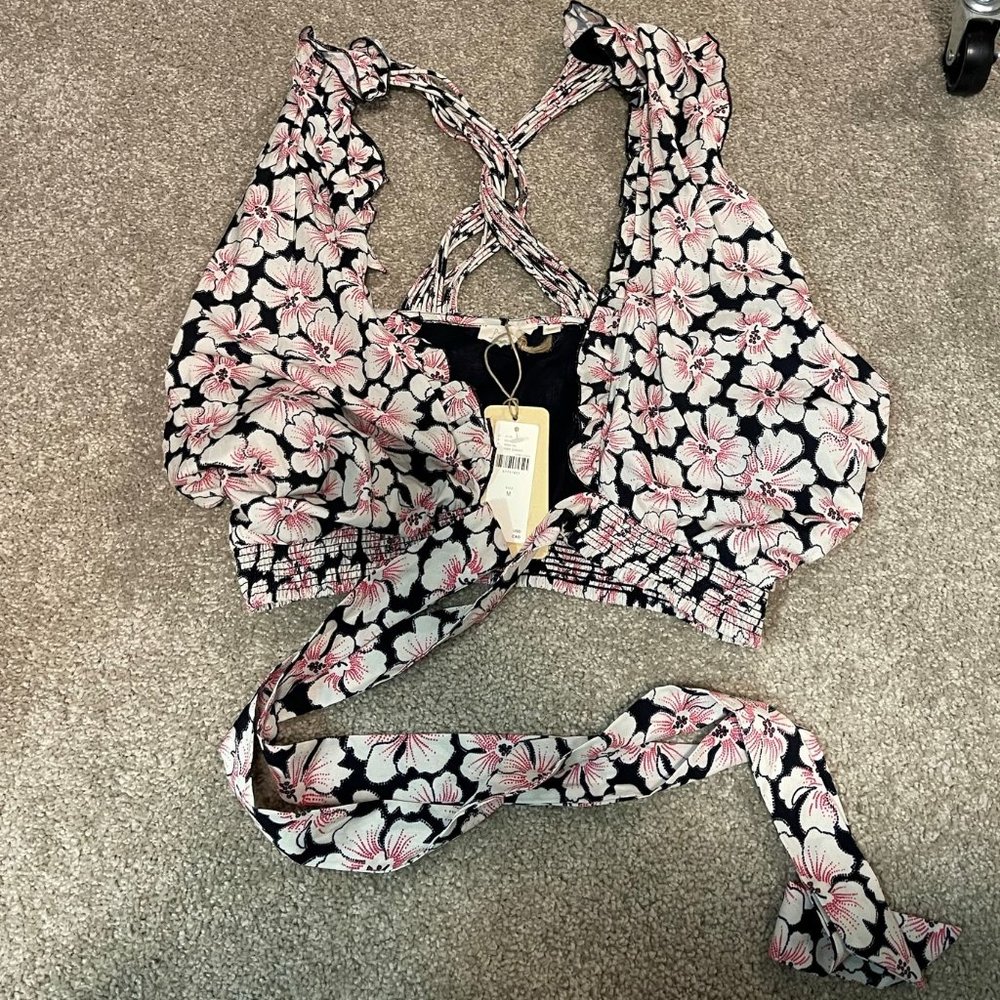 Anthropologie Floral Wrap Top
